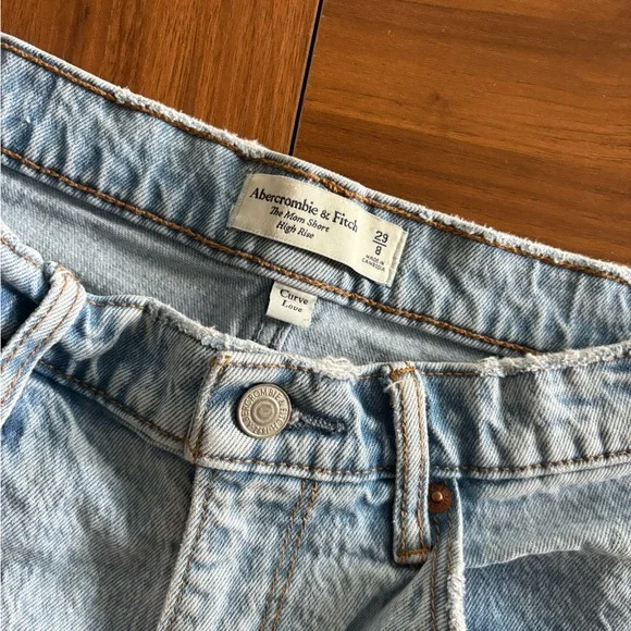 Abercrombie & Fitch Blue Mom Shorts High-Waisted Curve Love - Picture 4 of 4